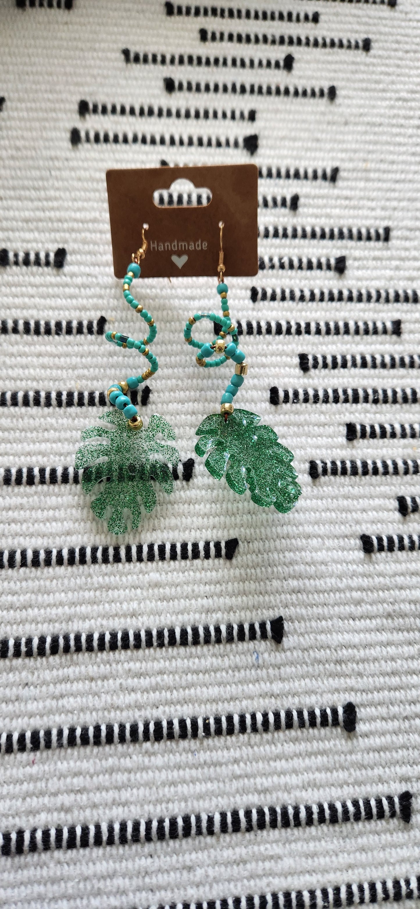 Beaded Drop Earrings Plant Vine Style